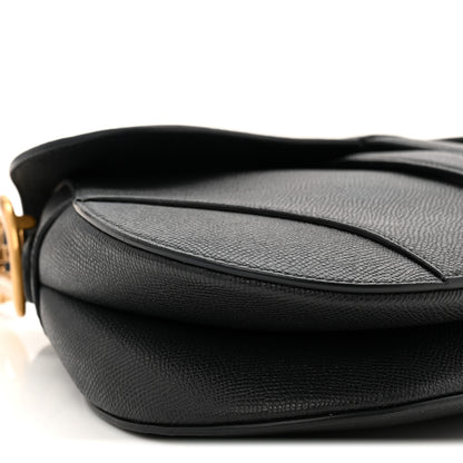 Christian Dior Grained Calfskin Saddle Bag With Strap Black 9 of 10
