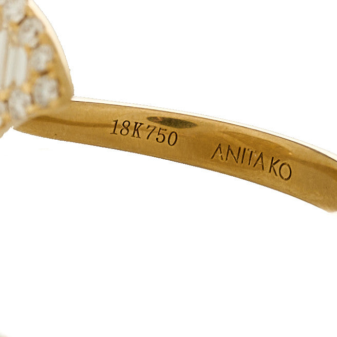 Anita Ko 18K Yellow Gold Diamond Medium Palm Leaf Ring 53 6.25 4 of 4