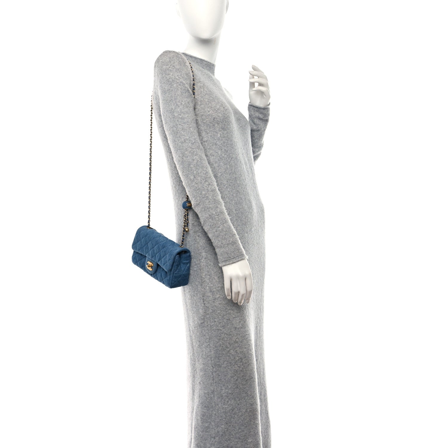 Chanel Denim Quilted Mini Pearl Crush Rectangular Flap Blue 2 of 9