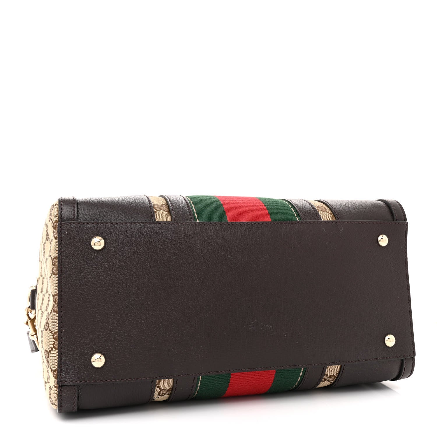 Gucci Monogram Vintage Web Medium Webby Bee Boston Dark Brown 4 of 12