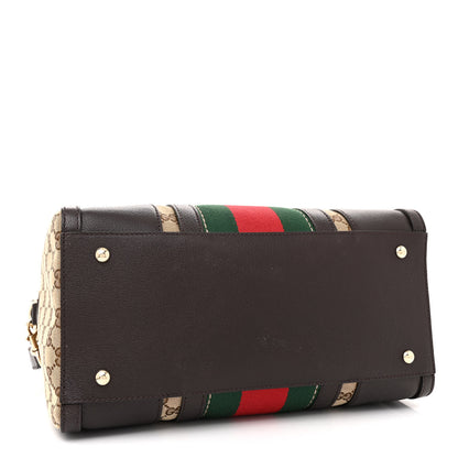 Gucci Monogram Vintage Web Medium Webby Bee Boston Dark Brown 4 of 12