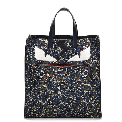 Fendi Nylon Vitello Elite Flamingo Granite Lightning Monster Eyes Vertical Tote Military Lavagna Multicolor 1 of 8