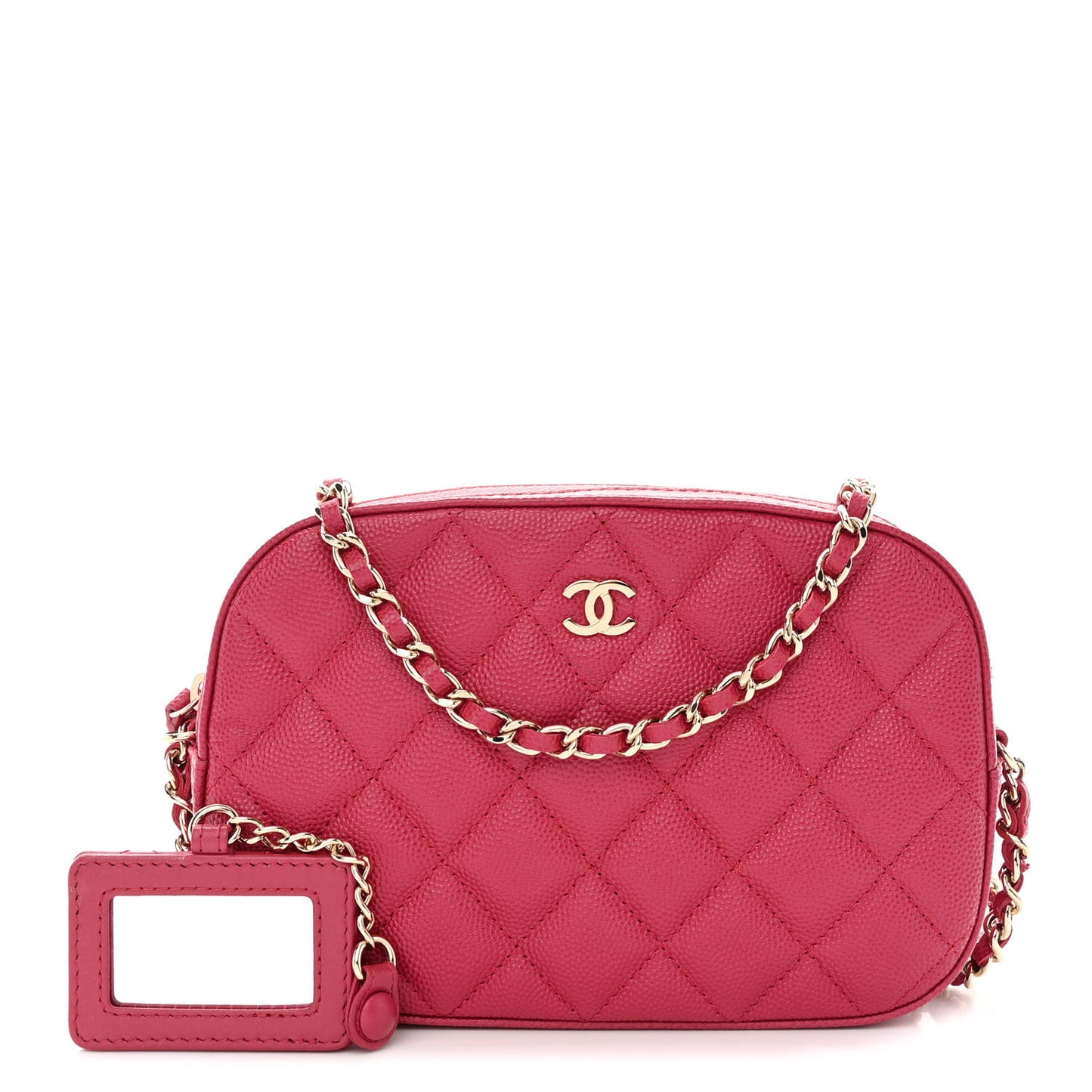 Caviar Quilted Camera Case Dark Pink