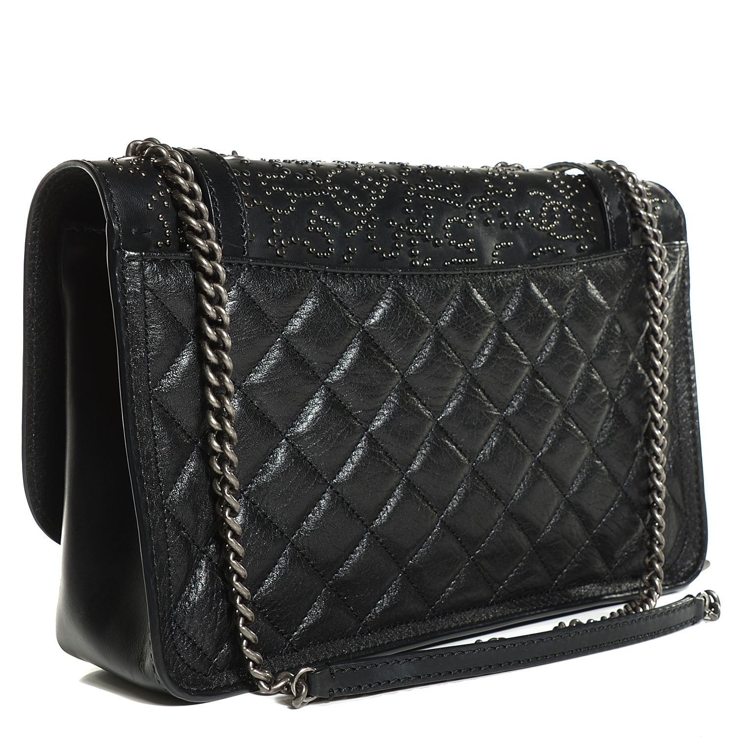 Chanel Studded Calfskin Lambskin Paris Dallas Flap Black 3 of 9