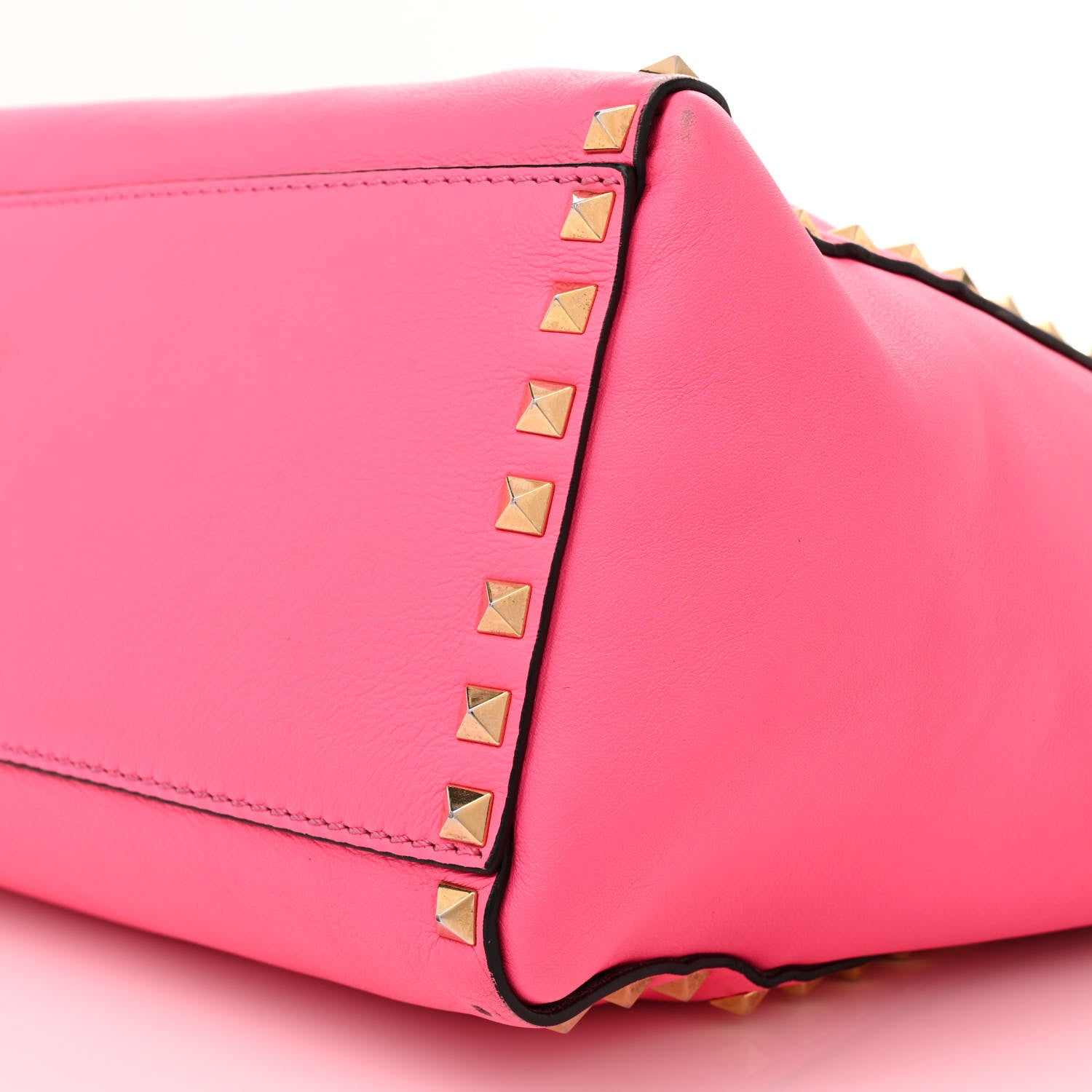 Valentino Garavani VALENTINO GARAVANI Vitello Rockstud Double Handle Tote Fuxia Fluo 9 of 21