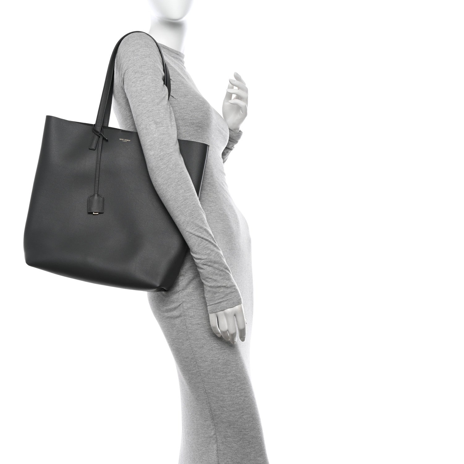 Saint Laurent Calfskin North-South Shopping Tote Storm 2 of 11