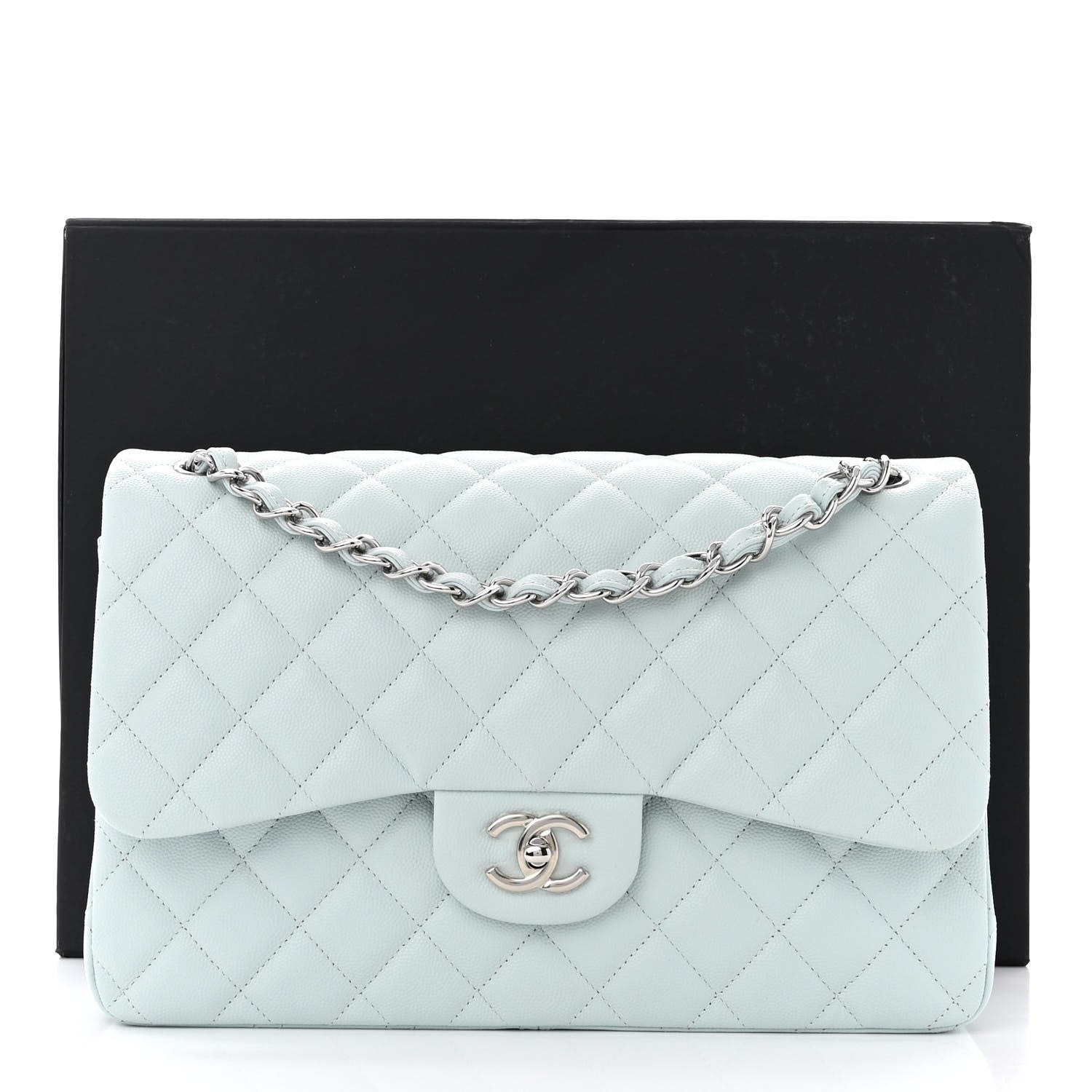 Chanel Caviar Quilted Jumbo Double Flap Light Blue 11 of 11
