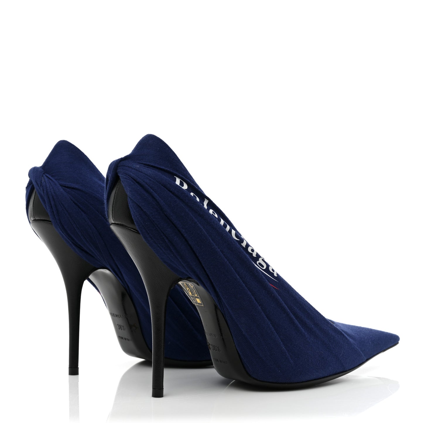 Jersey Crepe Political Campaign Logo Knife 115 Pointed Pumps 38.5 Pacifique White Rouge