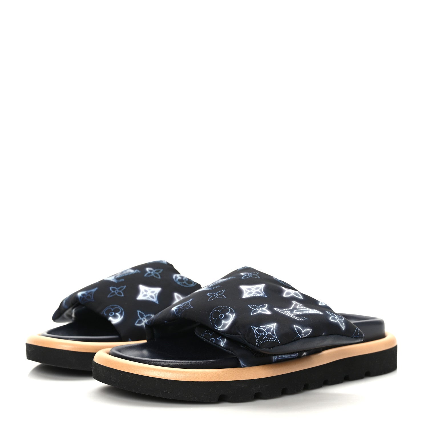 Louis Vuitton Nylon Monogram Womens Pool Pillow Comfort Mules 37 Navy Blue 3 of 8