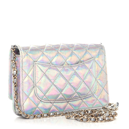 Chanel Iridescent Goatskin Quilted Wallet On Chain WOC Silver 3 of 10