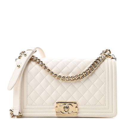 Chanel Caviar Quilted Medium Boy Flap White 1 of 11