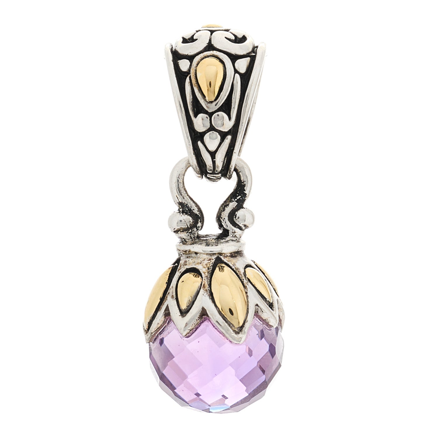 John Hardy Sterling Silver 18K Yellow Gold Amethyst Pendant 1 of 5