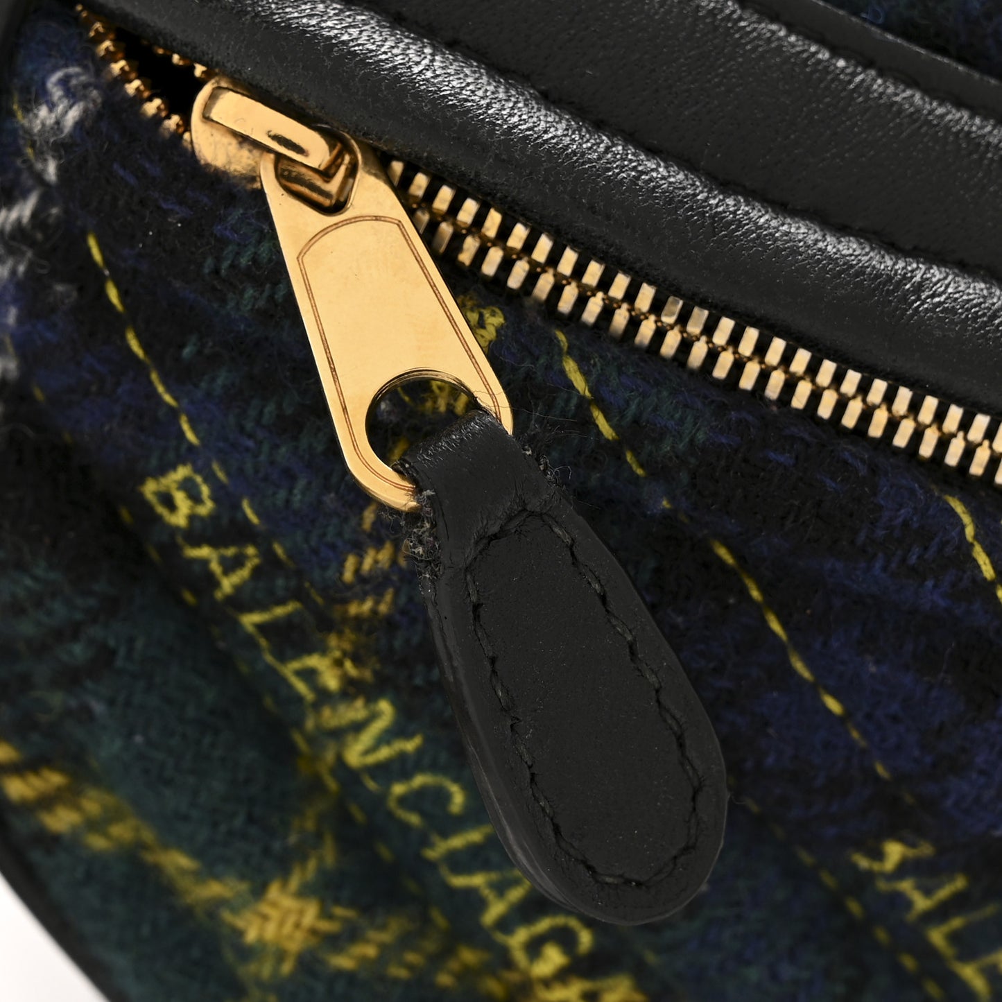 Wool Plaid Diagonal Allover Logo Matelasse XS Souvenir Belt Bag Green Blue Yellow