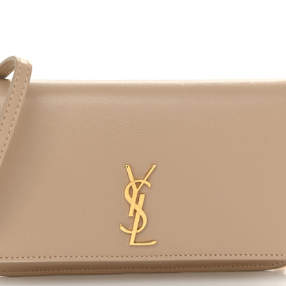 Saint Laurent Grained Calfskin Monogram Phone Holder Crossbody Beige 8 of 10
