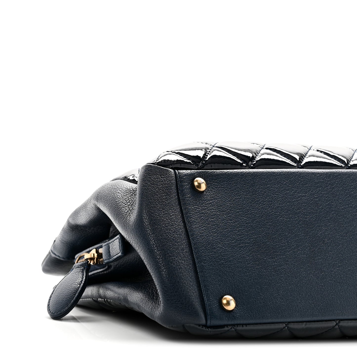 Patent Goatskin Quilted Small CC Eyelet Tote Blue