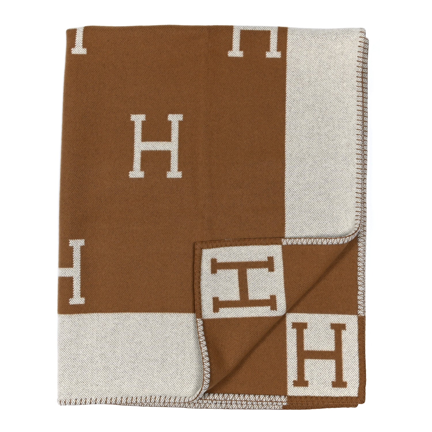 Hermes Wool Cashmere Avalon Blanket Ecru Camel 2 of 3