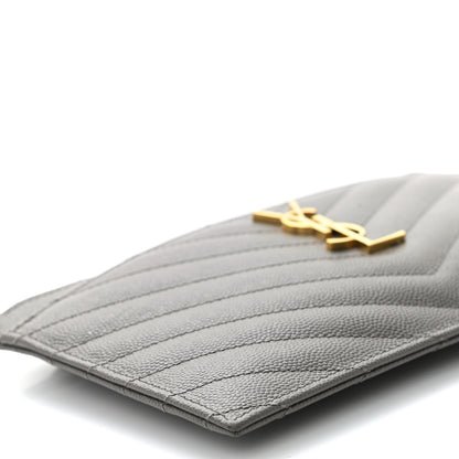 Saint Laurent Grain De Poudre Chevron Monogram Bill Pouch Fog 8 of 9