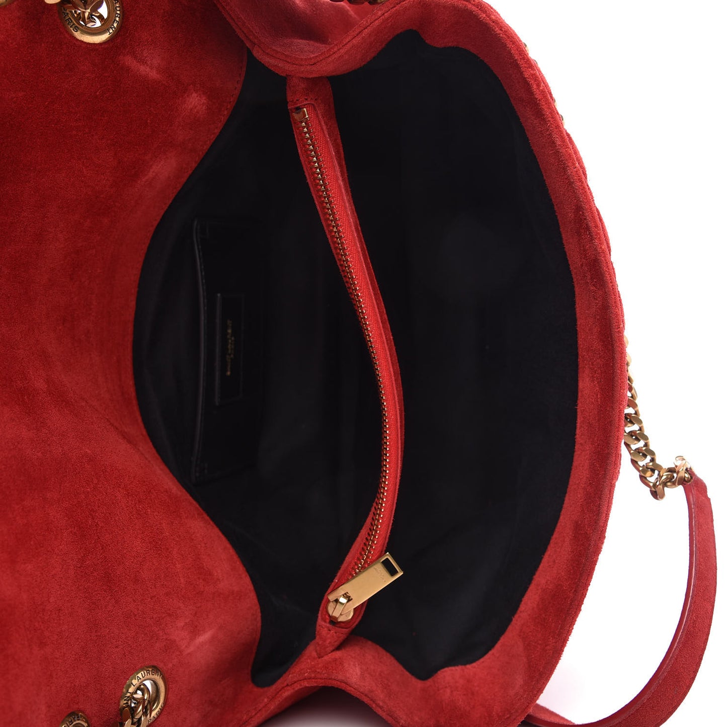 Suede Mixed Matelasse Triquilt Large Monogram Envelope Satchel Red