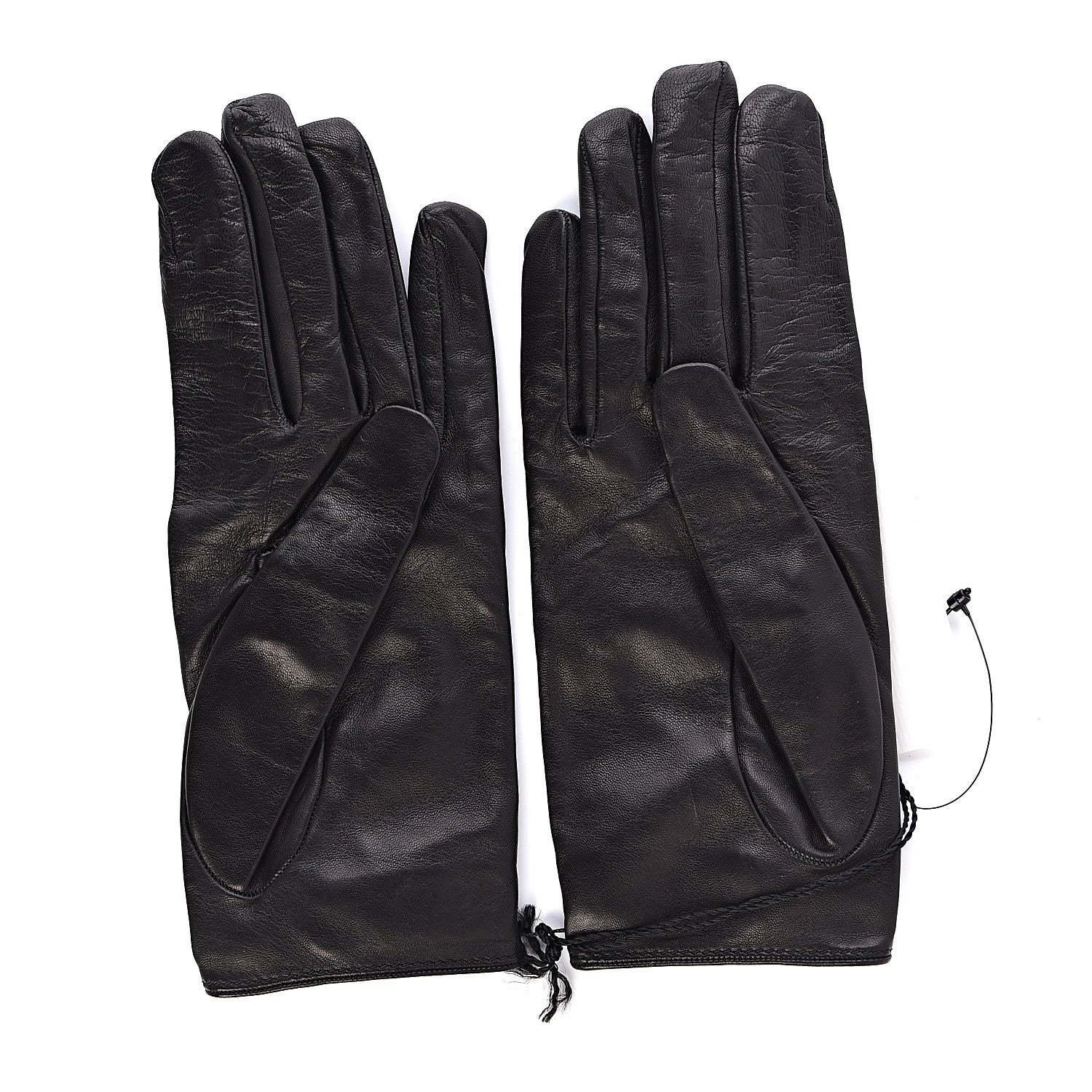 Gucci Nappa Feline Heart Grosgrain Gloves 8.5 Black 3 of 5