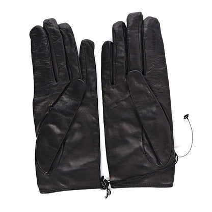 Gucci Nappa Feline Heart Grosgrain Gloves 8.5 Black 3 of 5