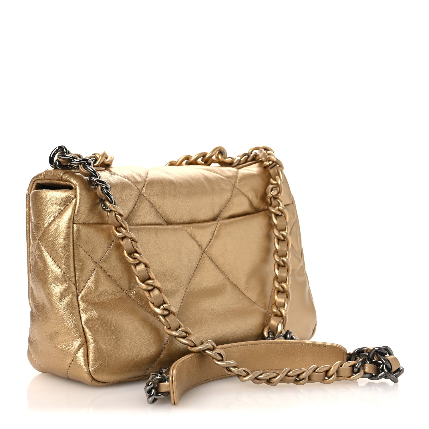 Chanel Metallic Goatskin Quilted Medium Chanel 19 Flap Gold 3 of 12