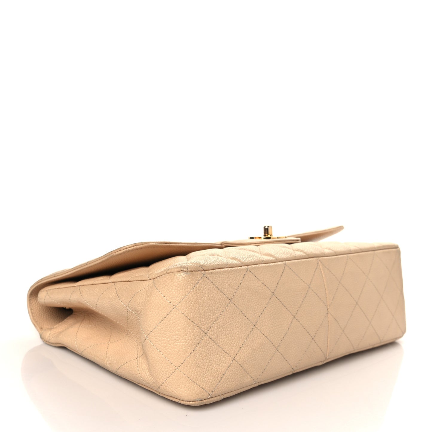 Caviar Quilted Jumbo Single Flap Beige Clair