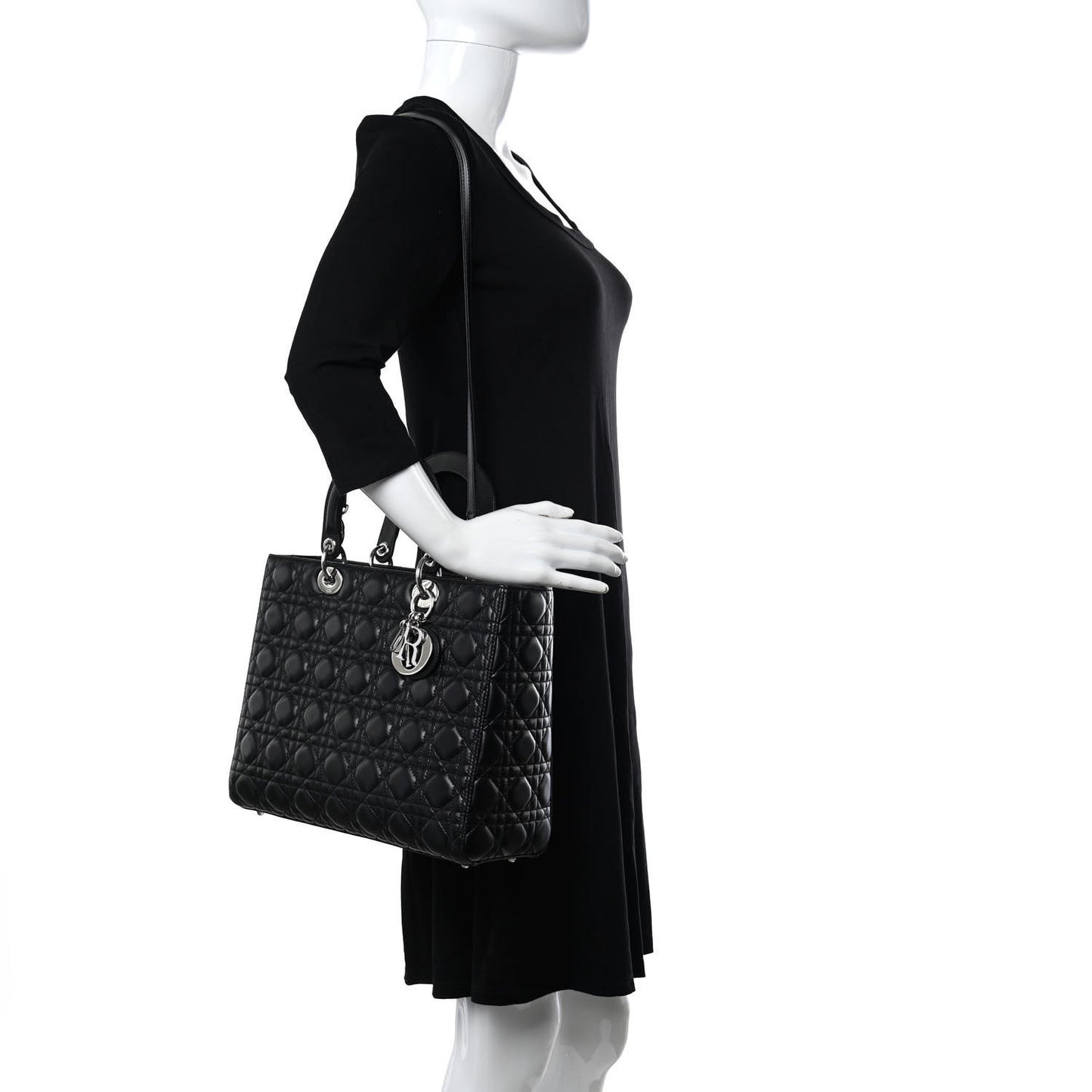 Lambskin Cannage Large Lady Dior Black