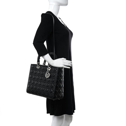 Christian Dior Lambskin Cannage Large Lady Dior Black 2 of 11