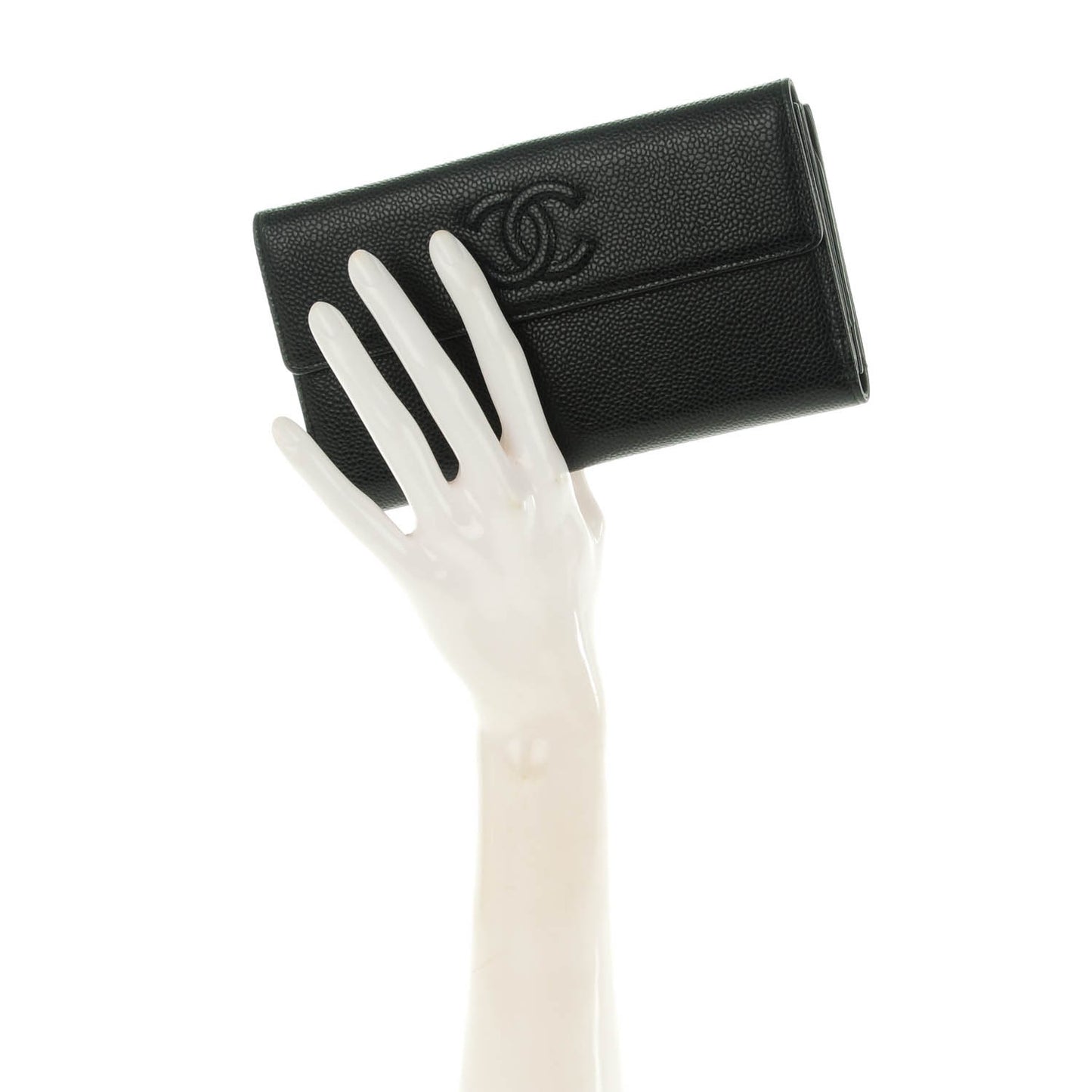 Caviar CC Long Flap Wallet Black
