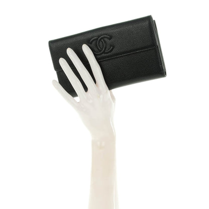 Chanel Caviar CC Long Flap Wallet Black 2 of 7