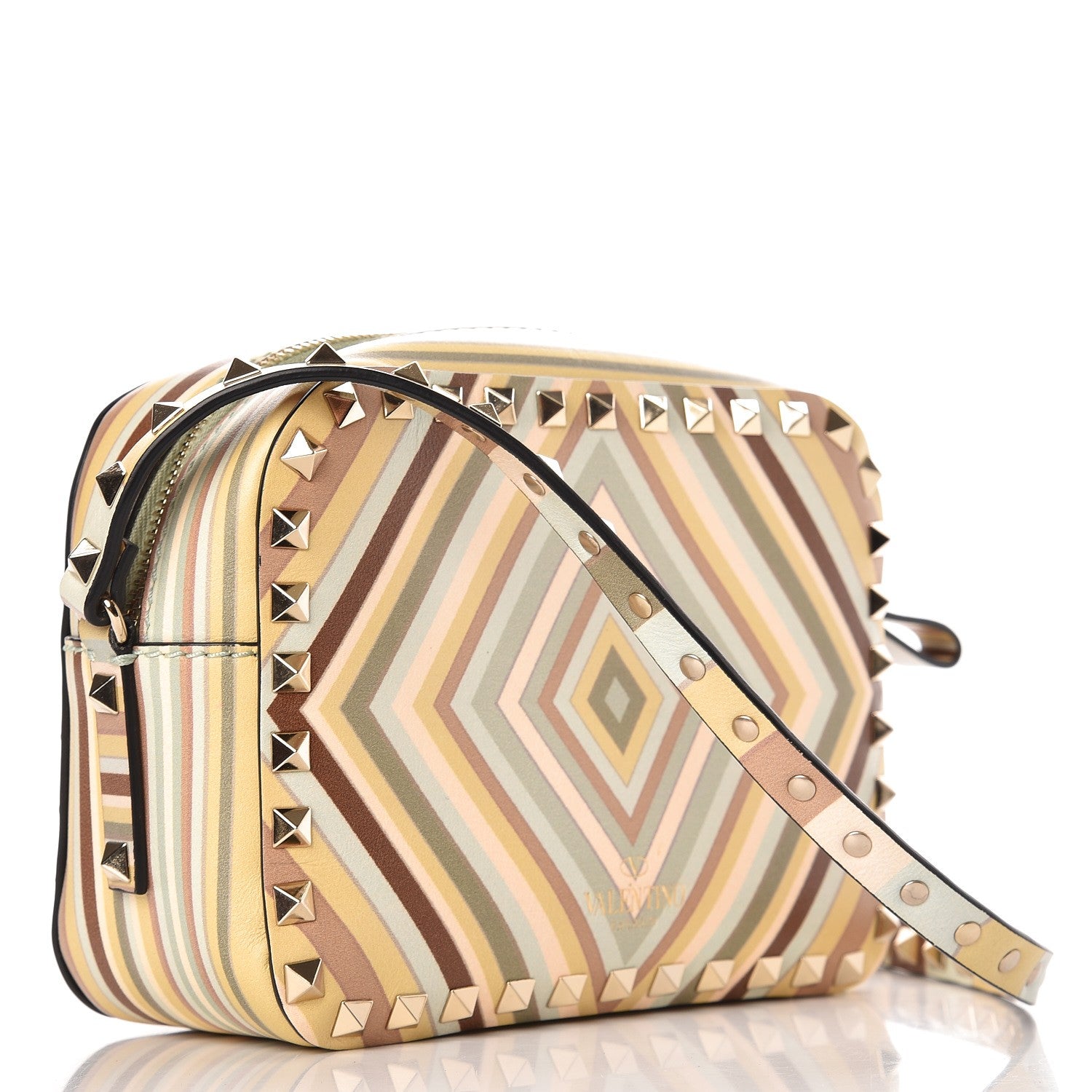Valentino Garavani Vitello Native Couture 1975 Rockstud Camera Crossbody Bag Green Multicolor 3 of 7