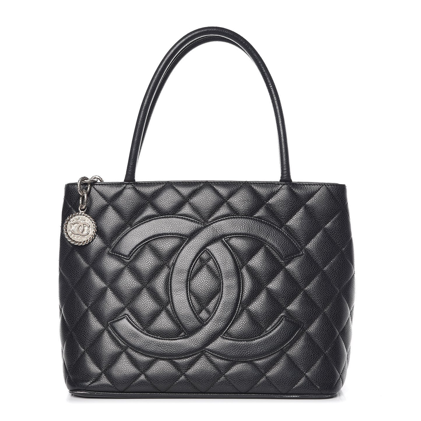 Caviar Quilted Medallion Tote Black