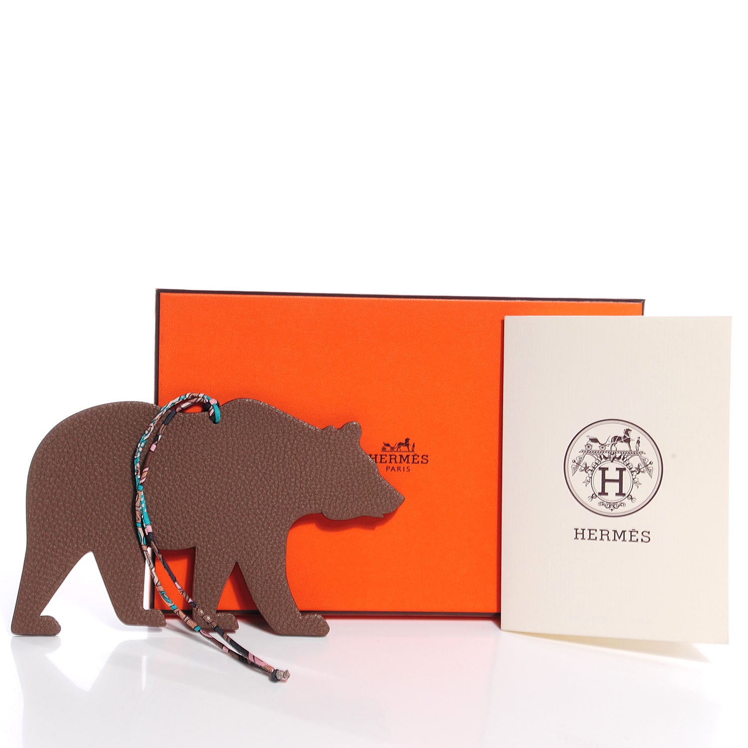 Hermes Togo Epsom Petit H GM Bear Bag Charm Bleu Saphir and Etoupe 5 of 5