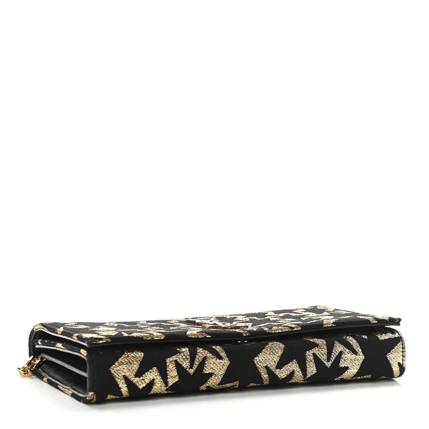 Canvas Star Print Monogram Chain Wallet Gold Black