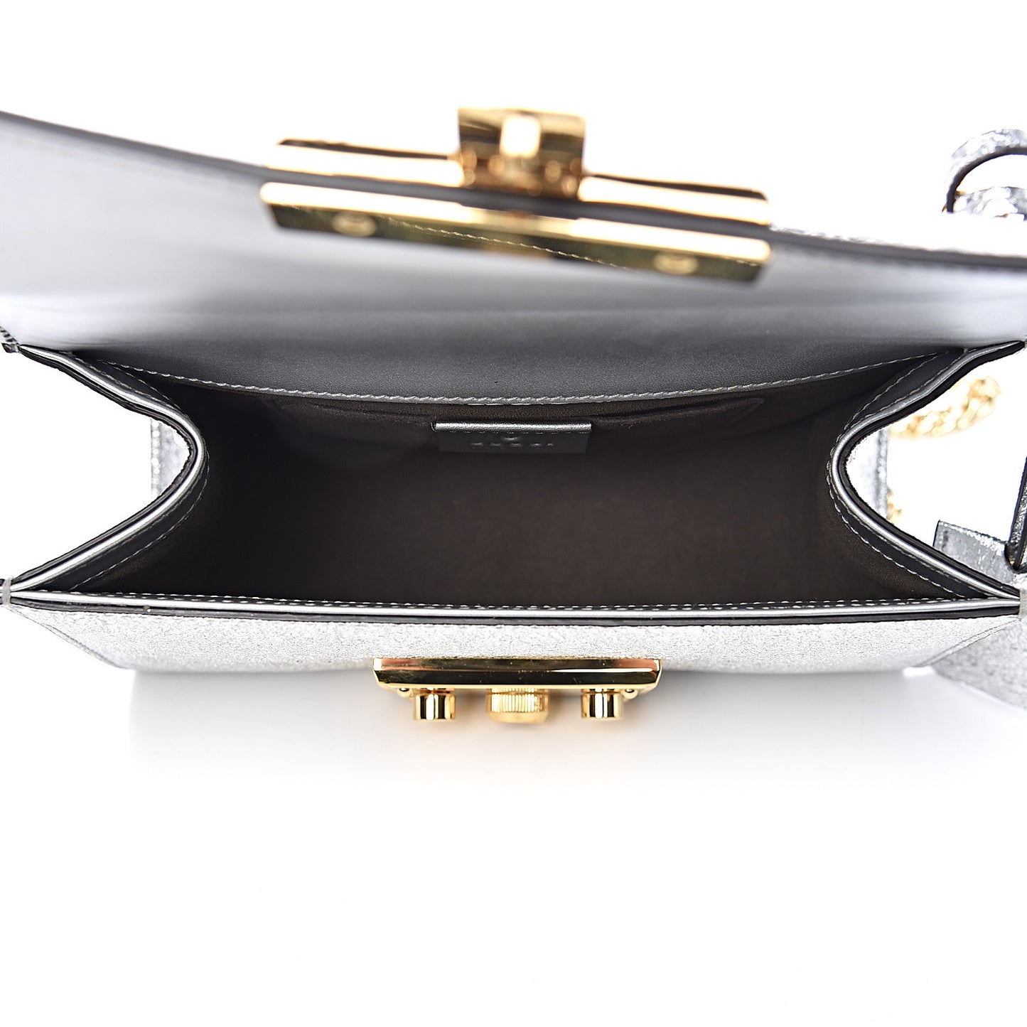 Galassia Small Padlock Shoulder Bag Argento