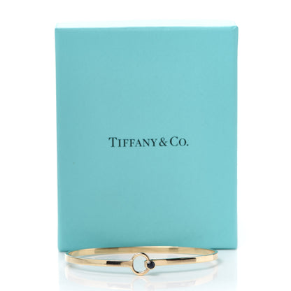 Tiffany 14K Yellow Gold Blue Sapphire Hook Eye Bangle Bracelet 5 of 5