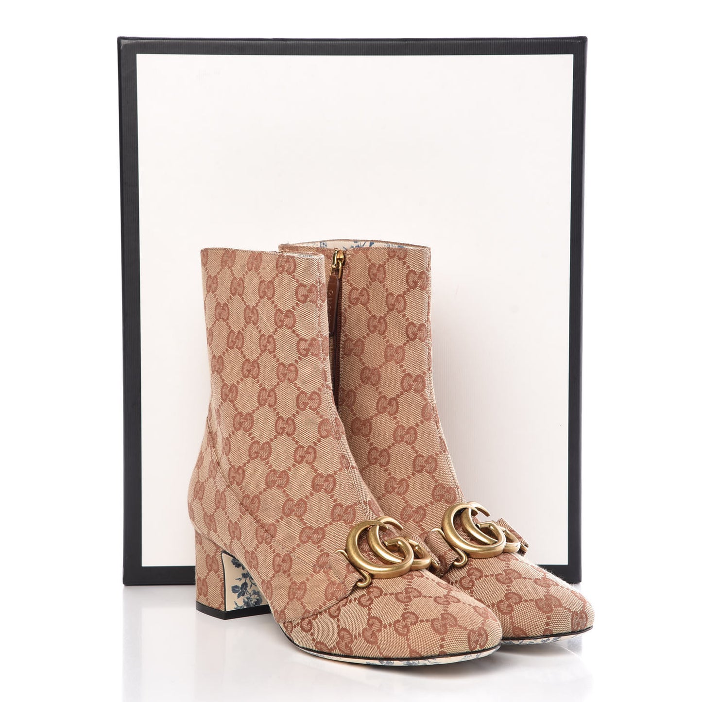 Monogram Malaga Kid GG Victoire 55mm Ankle Boots 39.5 Beige Ruggine Rust