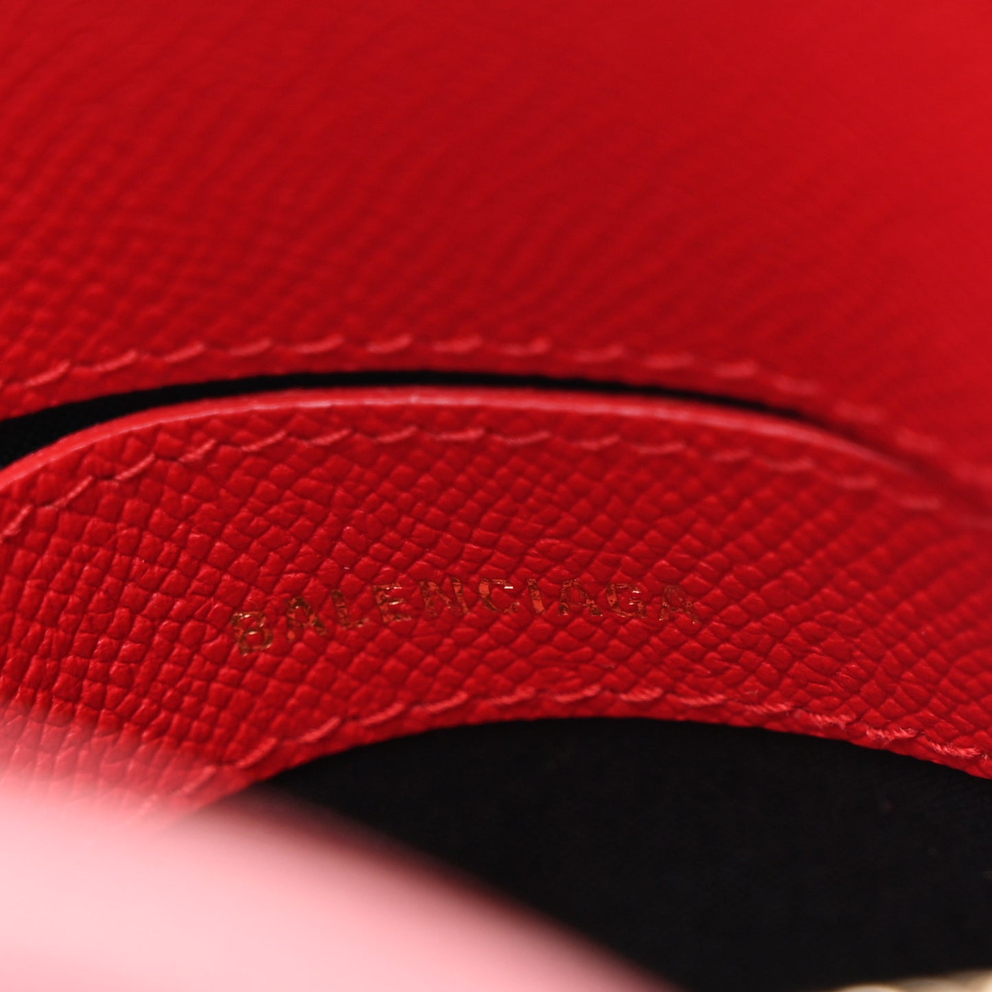 Signature Grained Calfskin Logo XXS Ville Top Handle Bag Rouge Lantern Black