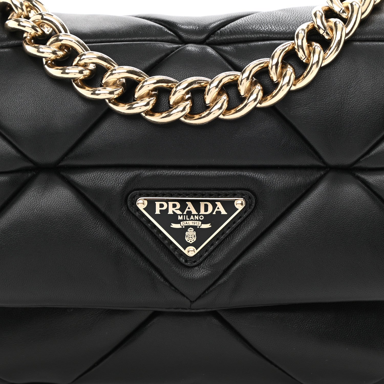 Prada Nappa Re-Nylon Triangle Quilted Patchwork System Flap Shoulder Bag Black 10 of 13
