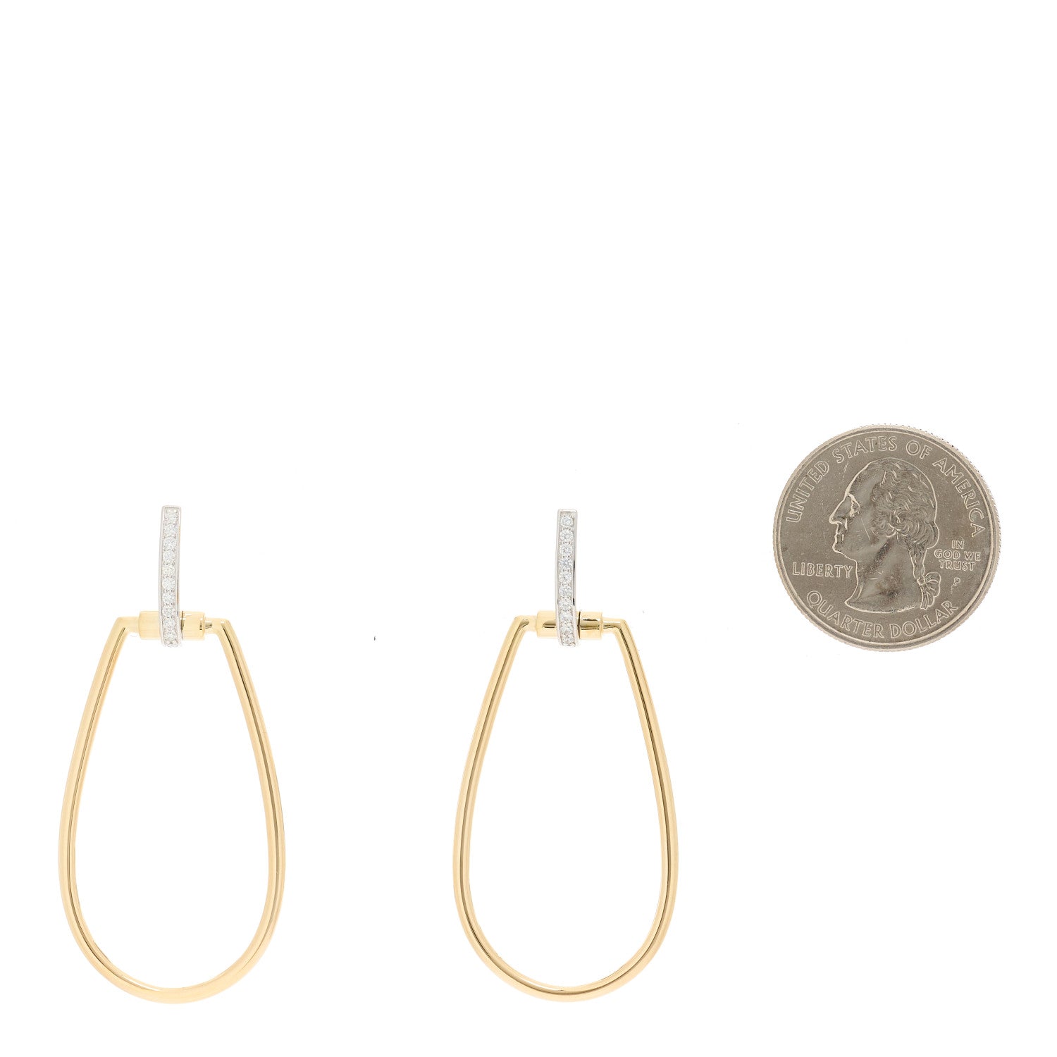 Roberto Coin 18K Yellow White Gold Diamond Classica Parisenne Drop Earrings 2 of 5