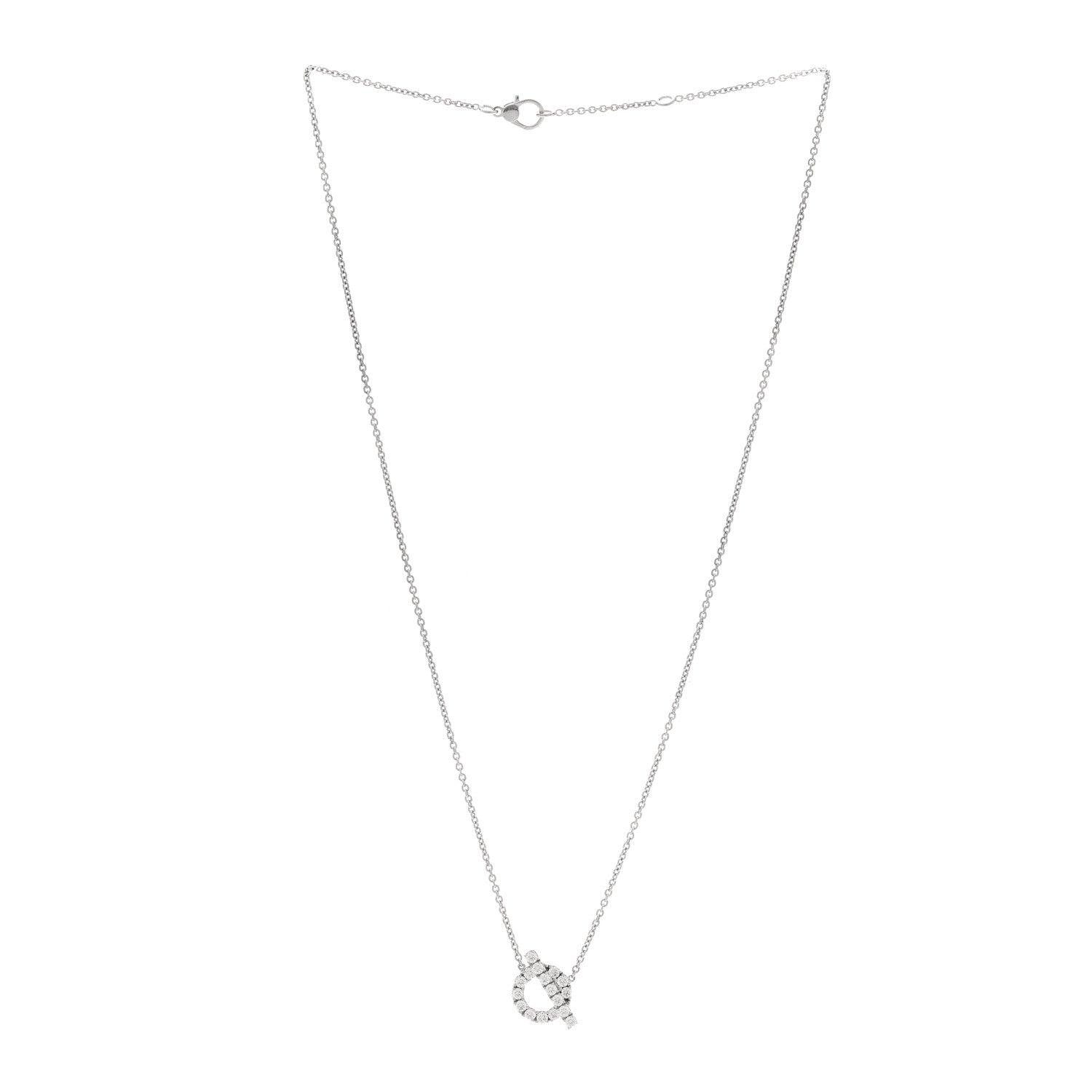 Hermes 18K White Gold Diamond Finesse Pendant Necklace 3 of 6