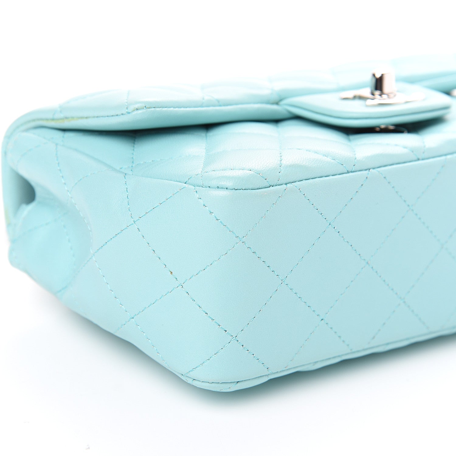 Chanel Lambskin Quilted Mini Rectangular Flap Light Blue 9 of 13