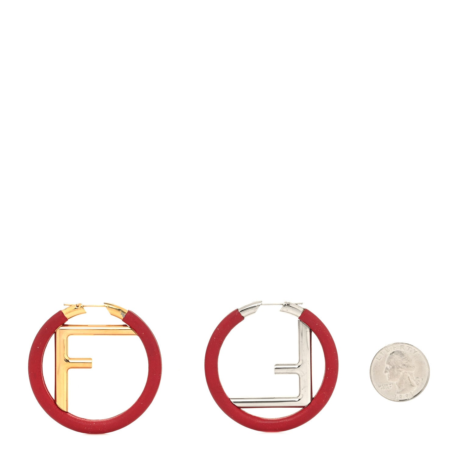 Fendi Nappa F is Fendi Hoop Earrings Red 2 of 4