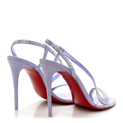 Christian Louboutin Suede Crystal Strass Rosalie 100 Sandals 37.5 Lilac Smoke 5 of 12