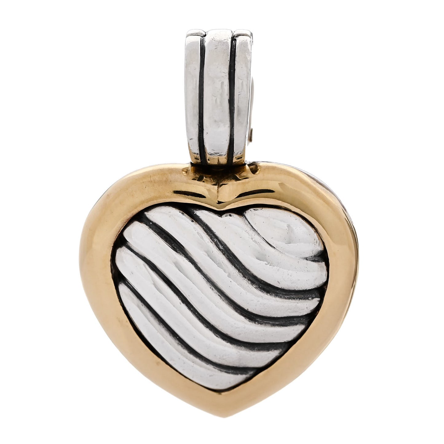 Sterling Silver 18K Yellow Gold Cable Heart Locket Enhancer Pendant