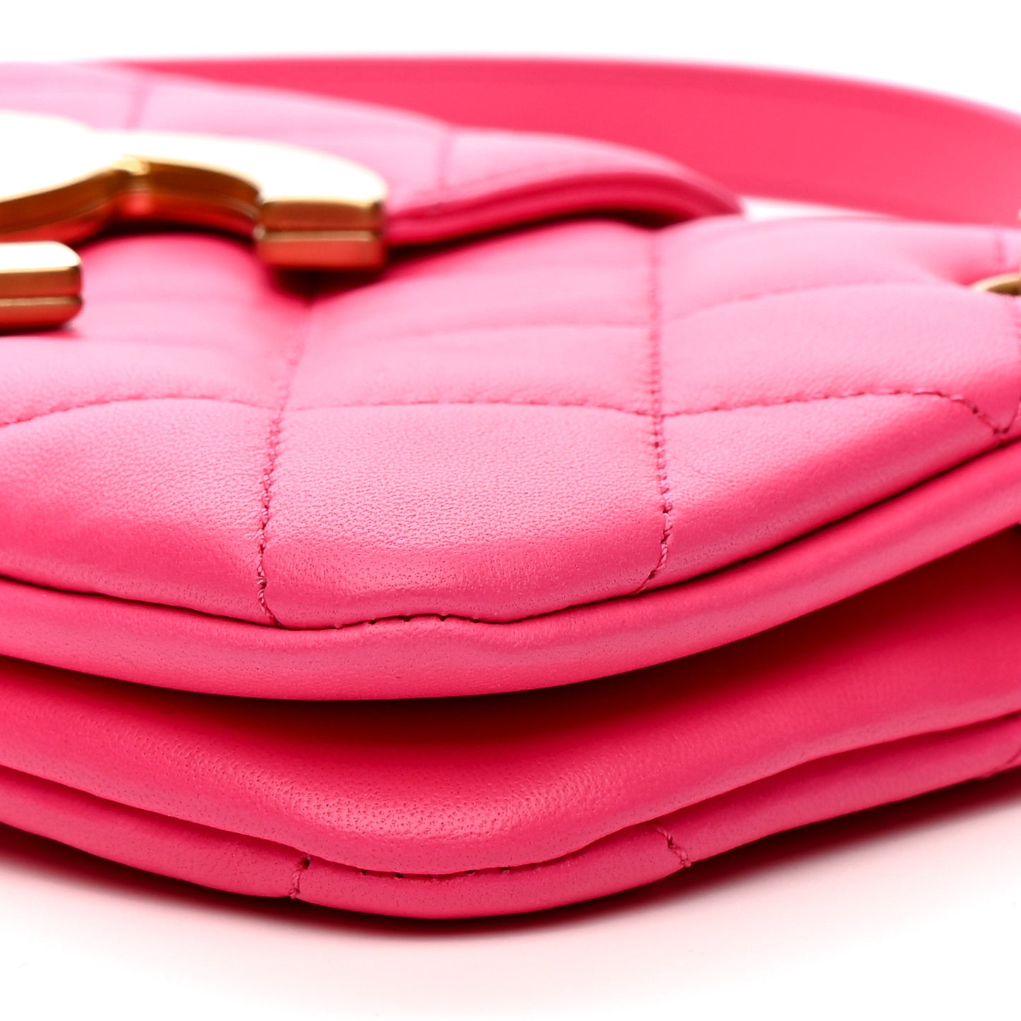Lambskin Quilted Giant CC Baguette Bag Fuchsia