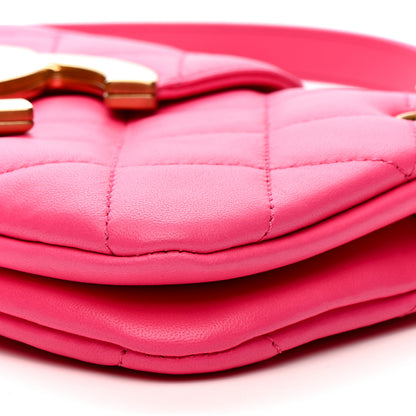 Chanel Lambskin Quilted Giant CC Baguette Bag Fuchsia 10 of 11