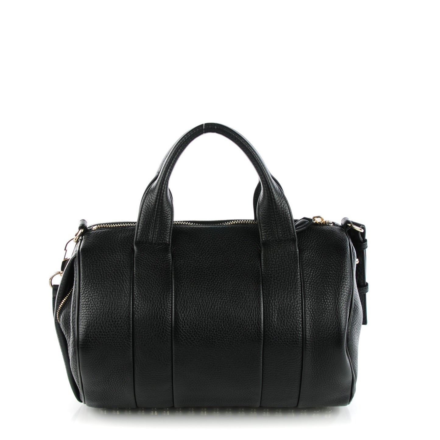 Pebbled Lambskin Rocco Duffel Black Pale Gold Hardware