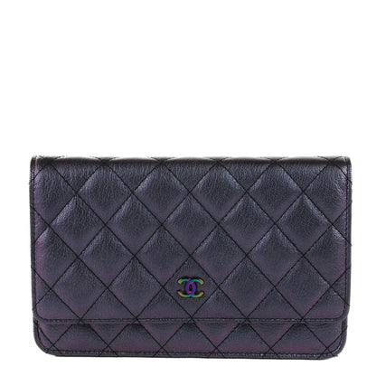 Chanel Iridescent Goatskin Quilted Wallet On Chain WOC Purple 1 of 8