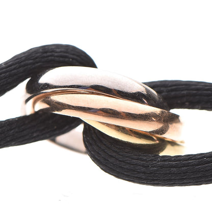Cartier 18K Pink Yellow White Gold Trinity Adjustable Cord Bracelet Black 4 of 8